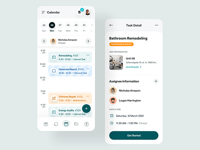 Property Management Software - Calendar Mobile Responsive b2b software branding calendar crm dashboard ios landing page minimal mobile app design property real estate saas scheduling service provider task management ui design work order