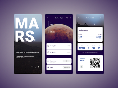 Space Boarding Pass - Concept #2 app challenge design space ticket travel ui