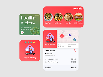 Zomato's widget for iOS app apple concept dailyuichallenge delivery design food illustration ios logo ui ux vector widget zomato