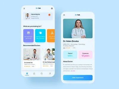 Dr. Talk - Medical App branding clean design dailyuichallenge digital hospital doctor doctor app doctor appointment dribbble best shot health app health care health care popular shot hospital hospital app logo medical medical app medical design mobile interface popular shot sumiya