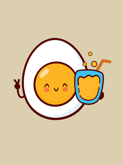 Happy egg cute digital art drawing egg food graphic design happy illustration juice kawai illustration minimal nature yolk