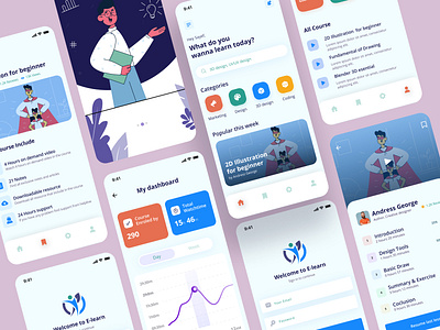 E-learning app full UI design app ui course app e learning app e learning app education app elearning flat design ios app learning minimalistic online class online course student ui ui design user experience user interface ux ux design uxui