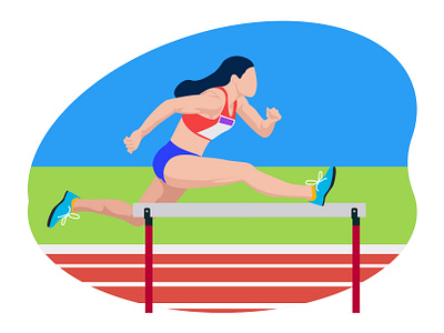 Female running in hurdles race 👇 art design graphic illustration run