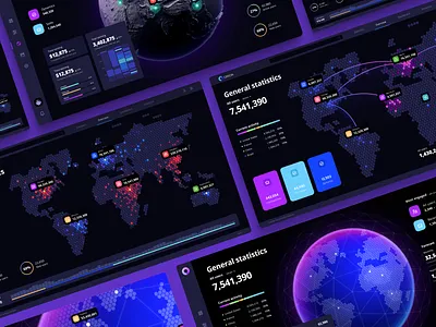 Global data visualization on the world map / Orion UI kit angular chart code dashboard data dataviz design desktop illustration infographic location map pin planet react space statistic template tracker world