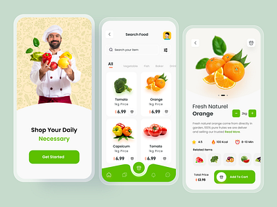 Grocery App UI Design app designer e commerce app food order grocery grocery app minimal ordering app popular shot restaurant app tazrin trendy design uiux visual deisgn web