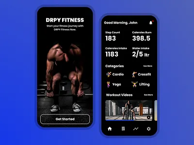 Fitness App UI Design android app app design dark theme design dribbble fitness fitnessapp illustration instagram ios mobile ui ui design uiux user interface ux uxui workout yoga