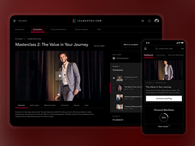 LaunchYou. Mentoring platform for online-business grow app branding business courses dark theme dashboard design e platform education interface learning marketing mentor mobile ui ui ux web app web design