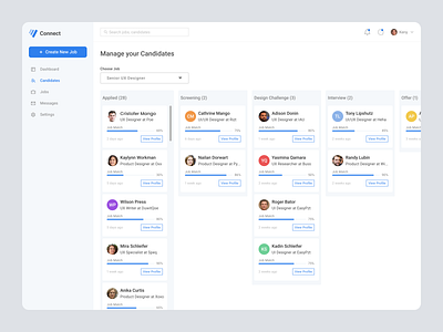 Hiring Recruitment Dashboard - Manage Candidates candidates career web dashboard hiring hr system job pipeline recruitment recruitment tools ui ux website