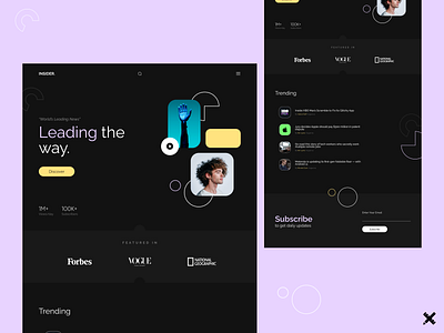 Insider News Landing Page clean colors design dribbble dribbble best shot graphic design landing page minimal news product technology ui ui design uiux ux ux design web web design website