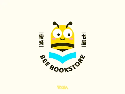 BEE BOOKSTORE 蜜蜂书屋 logo deisgn bee book branding logo