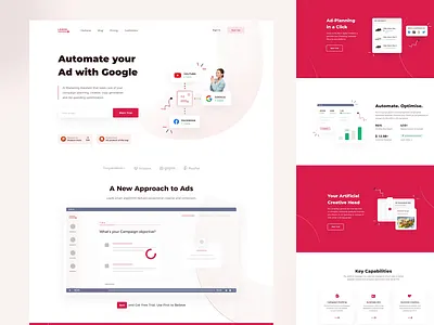Leads - Landing page ads animation clean interaction design landing page minimal red saas ui design web design website