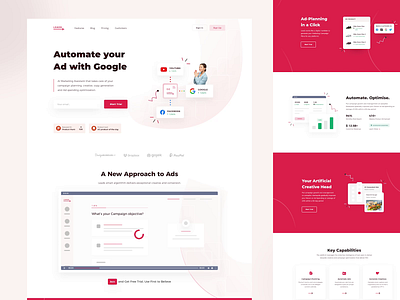 Leads - Landing page ads animation clean interaction design landing page minimal red saas ui design web design website