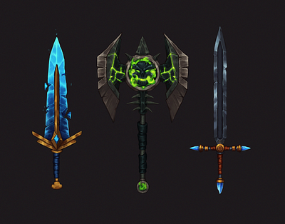 Fantasy Weapons axe game art icon illustration sty stylized sword ui weapon