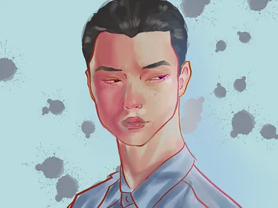 one of my firsts digital painting, be indulgent pls XD art colourful cool digital man painting