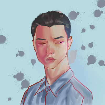 one of my firsts digital painting, be indulgent pls XD art colourful cool digital man painting