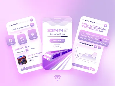 Zinn - Mobile App Concept 🚆 app app design clean concept dark mode dark theme exploration gradient illustration interface landing page minimal mobile app ui mobile dashboard search statistics transportation ui ui design ui trend