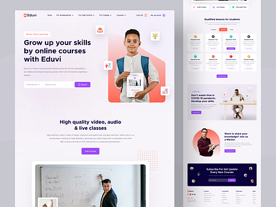 E-learning Web UI Kit -Eduvi baby school courses e learning e learning platform ui kit e learning web ui kit education educational website landing page halal halal design development landing page landing page ui kit nasim online courses online school online university study ui kit shop uiux design web design web ui kit