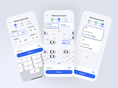 Park your Car Mobile UI app car design interface map mobile navigation park step ui ux wizard