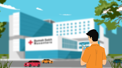 a man across the hospital artwork explainer videos hospital illustration motion graphics people smartphone