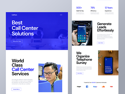 CallPoint - Call Center Website Template agency website branding call call center communication design illustration landingpage online call center product telecom telecommunication ui ux vector