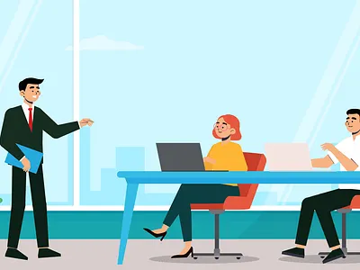 Discuss with team artwork illustration motion graphics people team