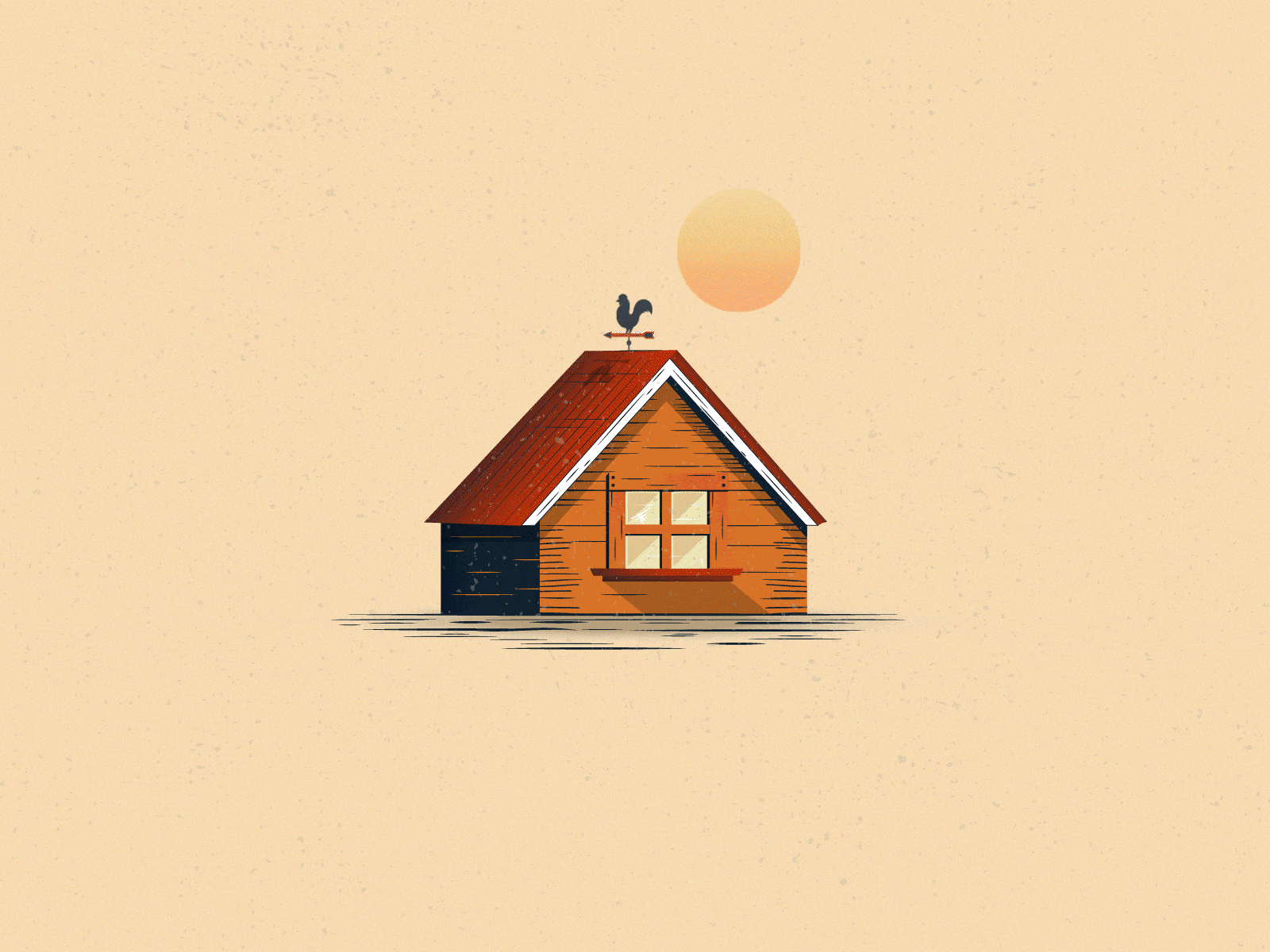 Wood House adobe art adobe illustration art blue cock colorful design designer flat illustration graphic design house illustration minimal red sun wood wood house