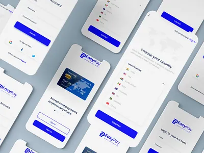 Registration Screens UI adobe xd card app credit app currency app onboard screens registration ui sign in ui signup ui splash screen