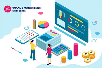 Isometric Finance Management Vector Illustration 3d animation 3d art 3d illustration accounting bank business corporate economy exchange finance financial illustration infographic isometric management money office page professional vector