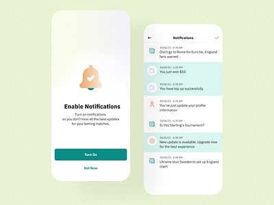 Notifications Mobile UI alert app design interface mobile noti notification sport turn on ui ux