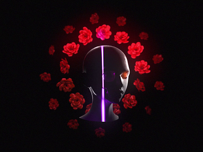 scane 03/08 3d animation art flowers head motion motion graphics nft octane scane woman