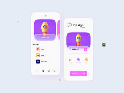 Online Course App 3d app course design figma illustration sketch ui ui design uiux uix ux xd