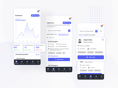 Candidate Search Platform for Job Provider blue candidate dashboard design graph job jobs recruitment search statistics ui
