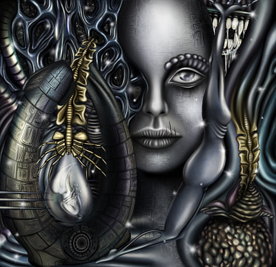Prometheus FAN ART abstraction alien art chaos design digital giger graphic design illustration luke besson portrait prometheus space jockey xenomorph