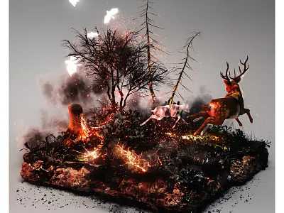 Collapsing ecosystems 3d blender forest octane render