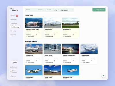 JetHunter Business aviation CRM aviation business cloud crm flight fly jet jethunter sky ui ux uxui web