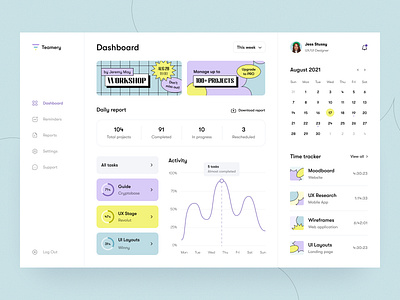 Teamery - Web app application arounda calendar dashboard design figma management plan product design productivity project saas schedule task technology time tracker ui ux web app web design