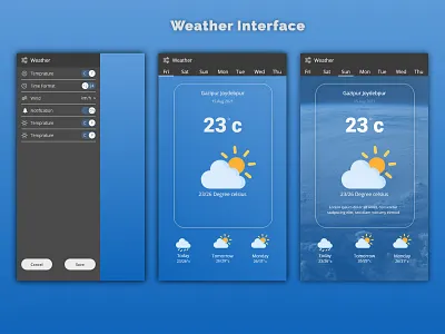 Weather app - UI Design branding dailyui design flyers graphic design poster software design typography ui ui design ui designer uiux user interface design ux designer weather app design website design