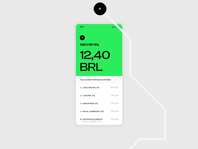 Sem Parar - Study on their brand and UI app arrow branding green lines list map minimal modern parking route toll ui vector