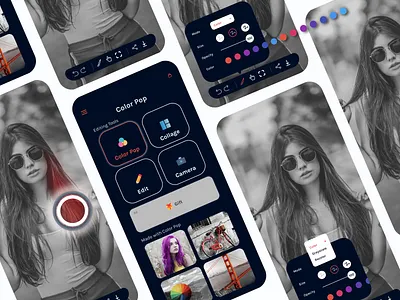 Color Pop Photo App Redesigned auto color auto color pop brush effect brush on photo color editor color pop color splash colorful grayscale mobile photo pop photo splash pop editor pop effects pop splash recolor app ui ux