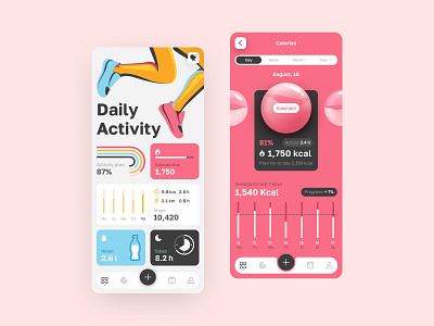 Activity Tracker App activity activity tracker activity tracker app calories dailytask fitness app goal health activity leg mobile app ui running app sleep sleep app sport stats steps task list ui ux water