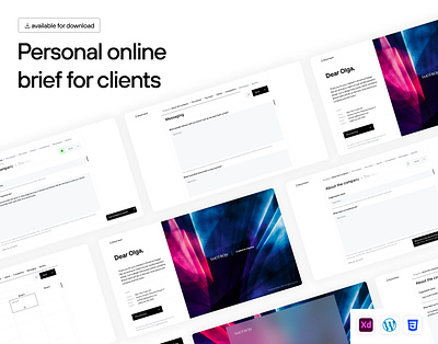 Online Brief for Your Clients | Download for Commercial Use branding brief client design download form free illustration interaction interface design minimal studio template ui ui ux ux web website wordpress