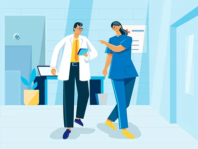 Medical workers art digital art doctor doctor and nurse discussion doctor illustartion doctor life illustration inspiration medical medical illustartion medical life nurse vetor art