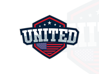 United Logo america blue branding comptuure egame game illustration logo logo design modern red sport stule unique united