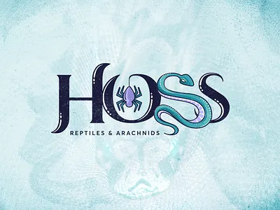 Snake and Spider Breeding Logo blue branding logo snake spider typography