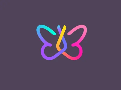 Butterfly logo butterfly color gradient line logo