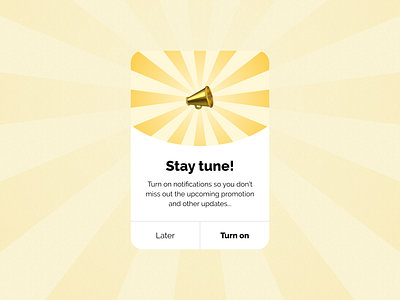 Turn On Notification Popup UI alrert design interface light box module notifications pop up turn on ui yellow