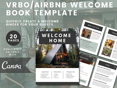 VRBO / AirBnB Welcome Book Template airbnb design graphic design guestbook guests minimal modern vrbo welcome book wifi