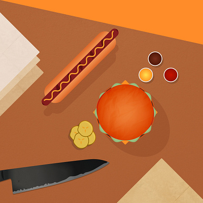 Food Illustration burger design food graphic design hotdog illustration illustrator scene vector