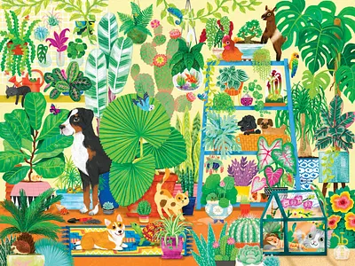 Plants and Pets animals bird cat dog fern flowers houseplant illustration licensing lizard palm pets planter plants puppy tree turtle