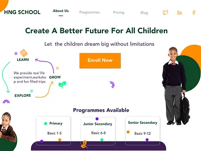 HNG School design landingpage productdesign ui uidesign uiux